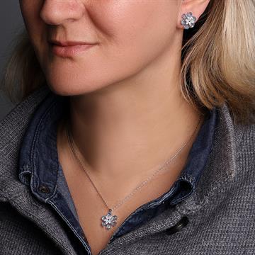 Lotus Çiçeği Aquamarine Taşlı Kolye