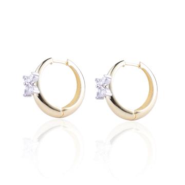 Markiz Taşlı Kalın Halka Küpe