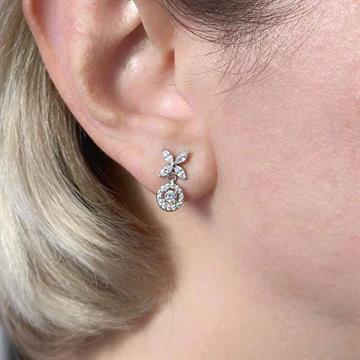 Markiz Taşlı Mini Yuvarlak Küpe