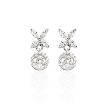 Markiz Taşlı Yuvarlak Küpe