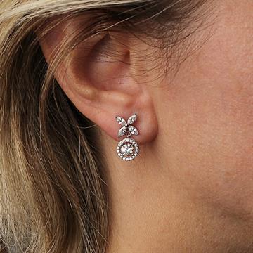 Markiz Taşlı Yuvarlak Küpe