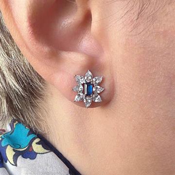 Mavi Baget Taşlı Küpe