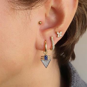 Mavi Baget Taşlı Üçgen Küpe