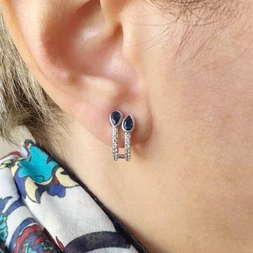 Mavi Damla taşlı U Küpe