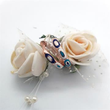 Mavi Mineli Halka Küpe Rose