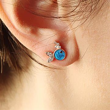 Mavi Mineli Taşlı Balık Küpe