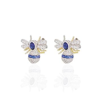 Mavi Taşlı Arı Küpe