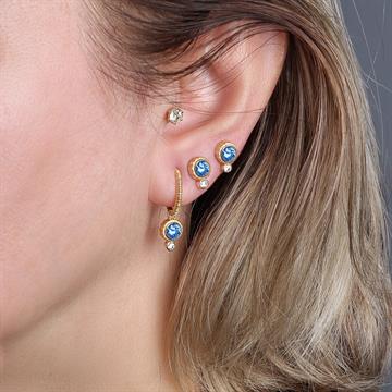 Mavi Taşlı Mini Küpe