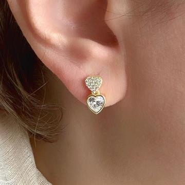 Mini Beyaz Taşlı Kalp Küpe