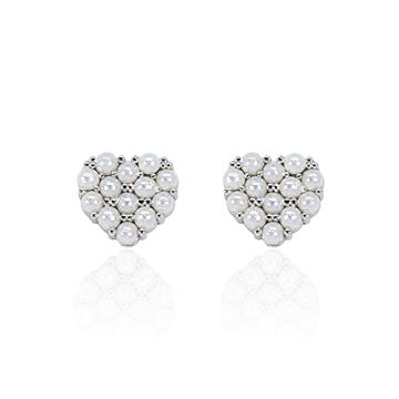 Mini İncili Kalp Küpe