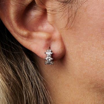 Mini Oval Taşlı Halka Küpe