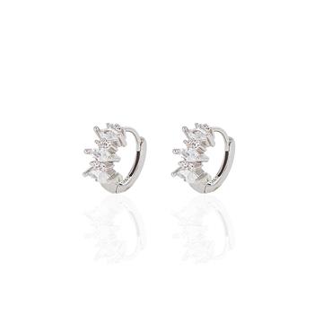 Mini Oval Taşlı Halka Küpe