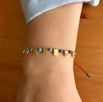 Mini Plaka Gümüş  İp Bileklik