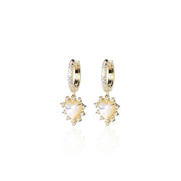 Mini Taşlı Beyaz Kalp Küpe