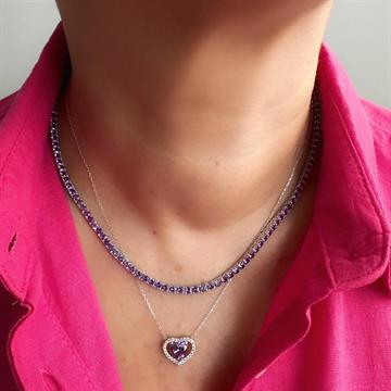 Mor Taşlı 3 mm Su Yolu Kolye