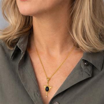 Onyx ve İnci Taşlı Kolye