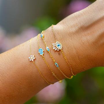 Opal Taşlı Çiçek Zincir Bileklik