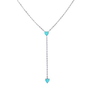 Paraiba Taşı Kalpli Y Kolye