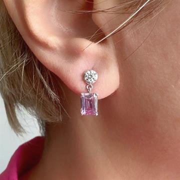 Pembe Baget Taşlı Küpe