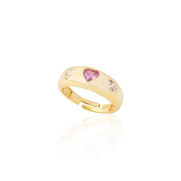 Pembe Kalp Taşlı Yüzük