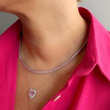 Pembe Taşlı 3 mm Su Yolu Kolye