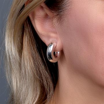 Puff Kalın C Küpe Beyaz