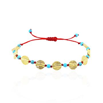 Pullu Gümüş İp Bileklik