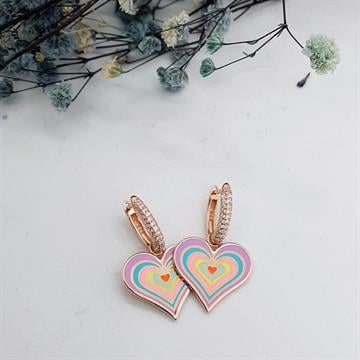 Rainbow Serisi Taşlı Kalp Küpe