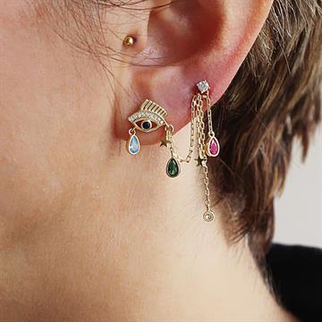 Renki Taşlı Göz Küpe