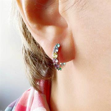 Renkli Taşlı Mini Halka Küpe