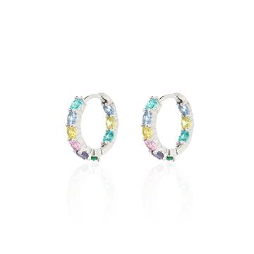 Renkli Taşlı Mini Halka Küpe