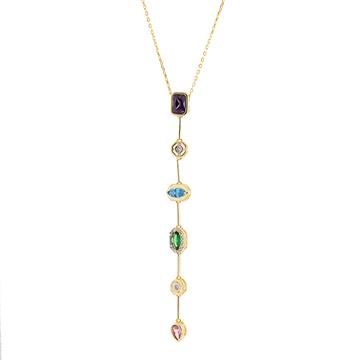 Renkli Taşlı Y Kolye
