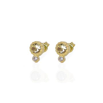 Sarı Taşlı Mini Küpe