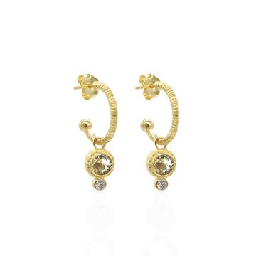 Sarı Taşlı Yarım Halka Küpe