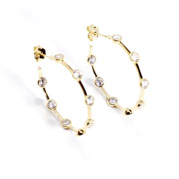 Sıra Taşlı Büyük Halka Küpe