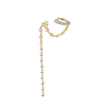 Sıra Taşlı Zincirli Cuff Küpe (Tekli)
