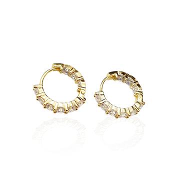 Sıralı Taşlı Mini Halka Küpe Gold