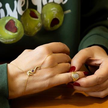 Taşlı Dilimli Serçe Yüzük