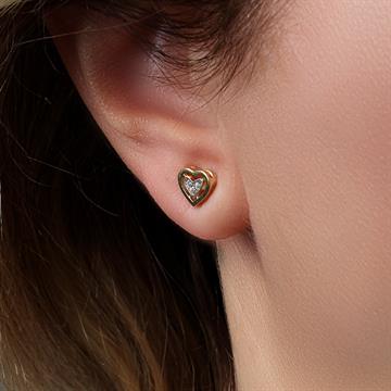 Taşlı Mini Kalp Küpe