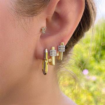 Taşlı Mini U Küpe