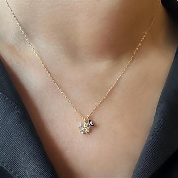 Taşlı Mini Yonca Kolye