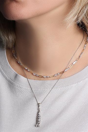 Taşlı Oynar Balık Kolye