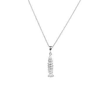 Taşlı Oynar Balık Kolye