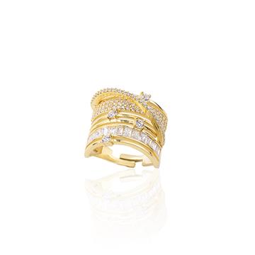 Taşlı Sarmal Yüzük Gold