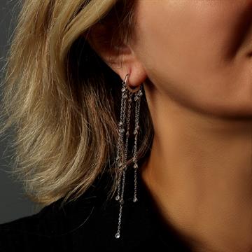 Taşlı Uzun Zincir Küpe