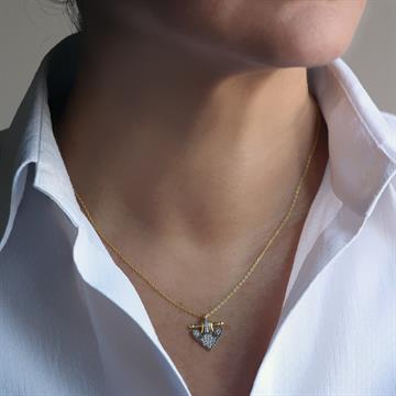 Taşlı Vintage Üçgen Kolye