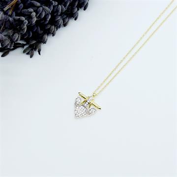 Taşlı Vintage Üçgen Kolye