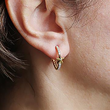 Taşlı Yıldız Halka Küpe