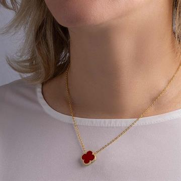 Tekli Kırmızı Yonca Kolye