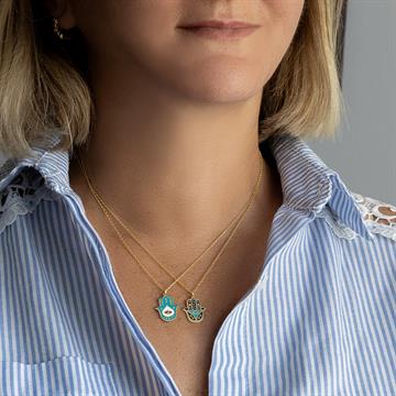 Turkuaz Mineli Fatmanın Eli Kolye
